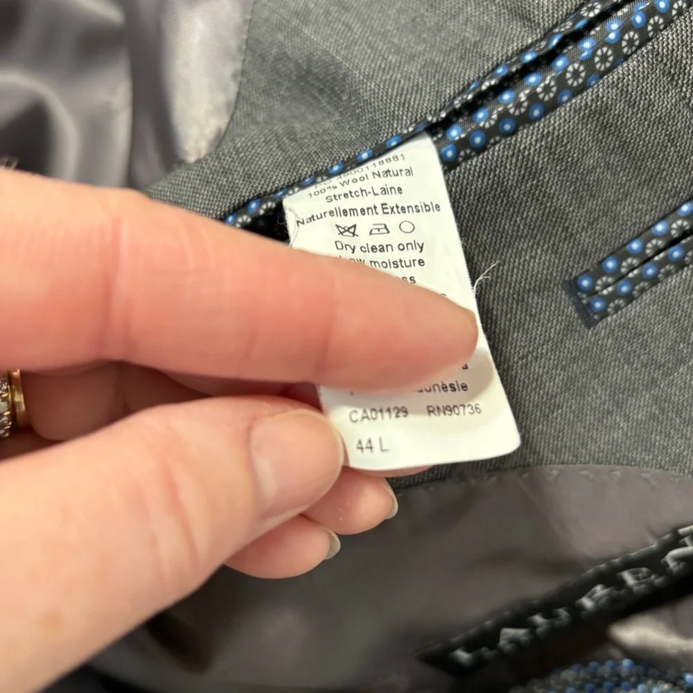 Lauren Ralph Lauren Blazer Men’s Size 44L Gray Wool Two Button Front Pockets